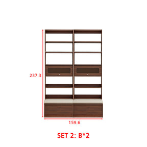 Edwin Bookcase Modular Display Shelf & Storage With Seat Multiple Size/Color