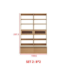 Edwin Bookcase Modular Display Shelf & Storage With Seat Multiple Size/Color
