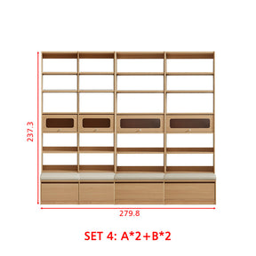 Edwin Bookcase Modular Display Shelf & Storage With Seat Multiple Size/Color