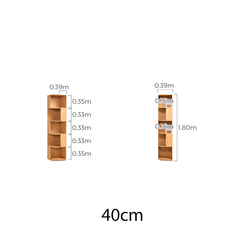 Space Saving Engineered Wood Corner Bookcase/Storage Shelves in Natural Wood Color