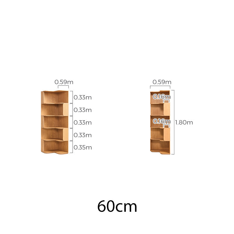 Space Saving Engineered Wood Corner Bookcase/Storage Shelves in Natural Wood Color