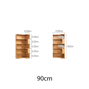 Space Saving Engineered Wood Corner Bookcase/Storage Shelves in Natural Wood Color