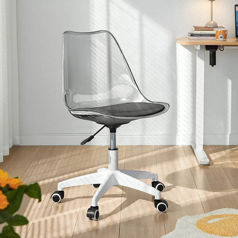 Armless Clear Desk Chair/Acrylic Rolling Chair/Adjustable Height Office Chair