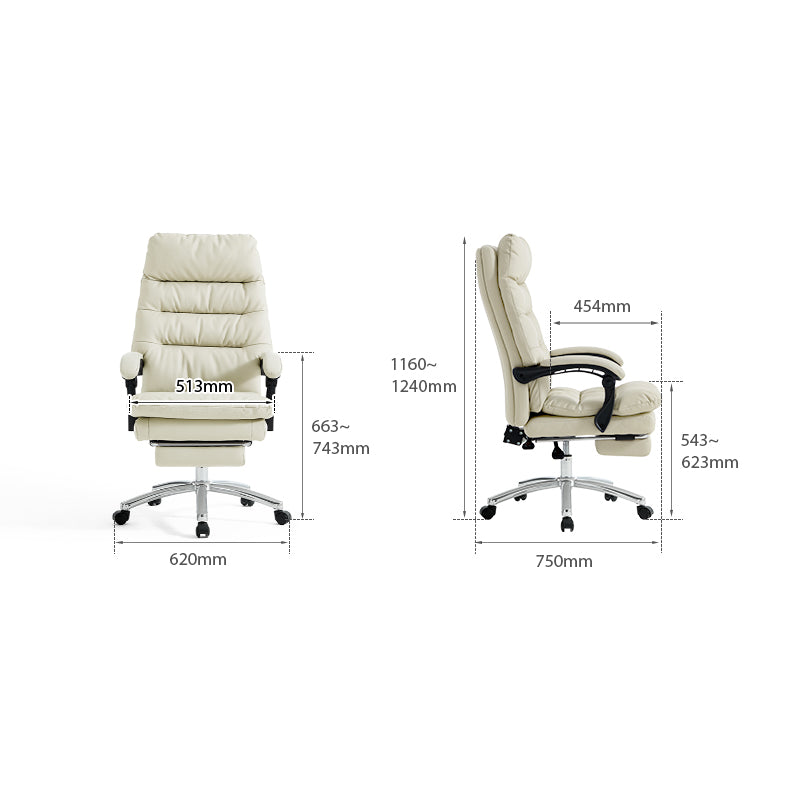 Lawrence Office Chair/Computer Chair with Armrests/Footrest White