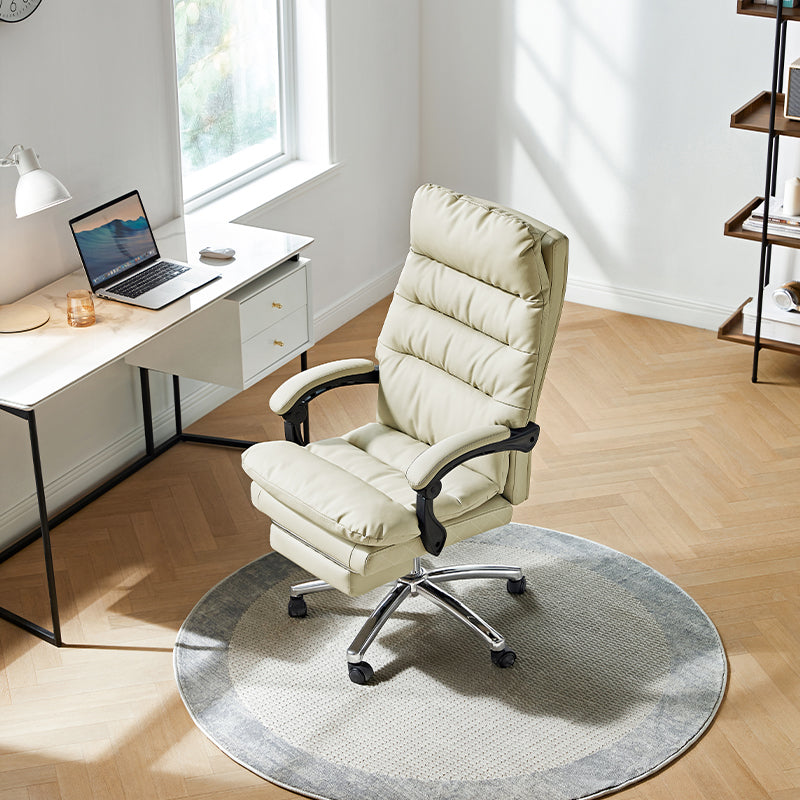 Lawrence Office Chair/Computer Chair with Armrests/Footrest White