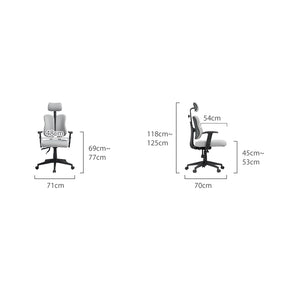 Myra Adjustable Height Office Chair with Headrest/Caster Wheels Grey & Black Color