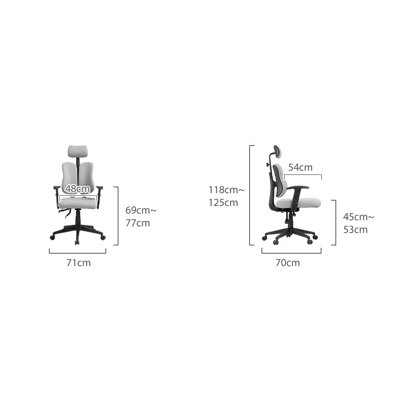 Myra Adjustable Height Office Chair with Headrest/Caster Wheels Grey & Black Color
