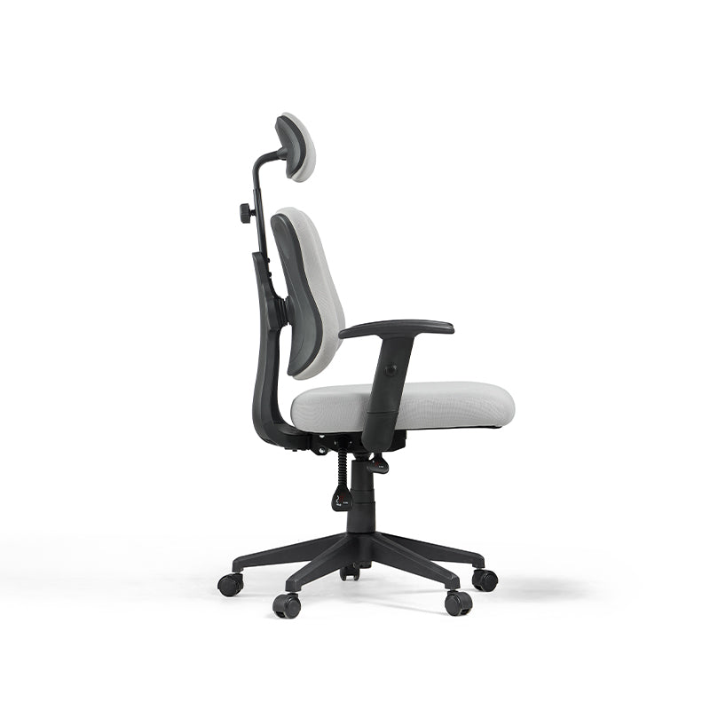 Myra Adjustable Height Office Chair with Headrest/Caster Wheels Grey & Black Color