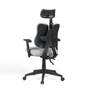 Myra Adjustable Height Office Chair with Headrest/Caster Wheels Grey & Black Color