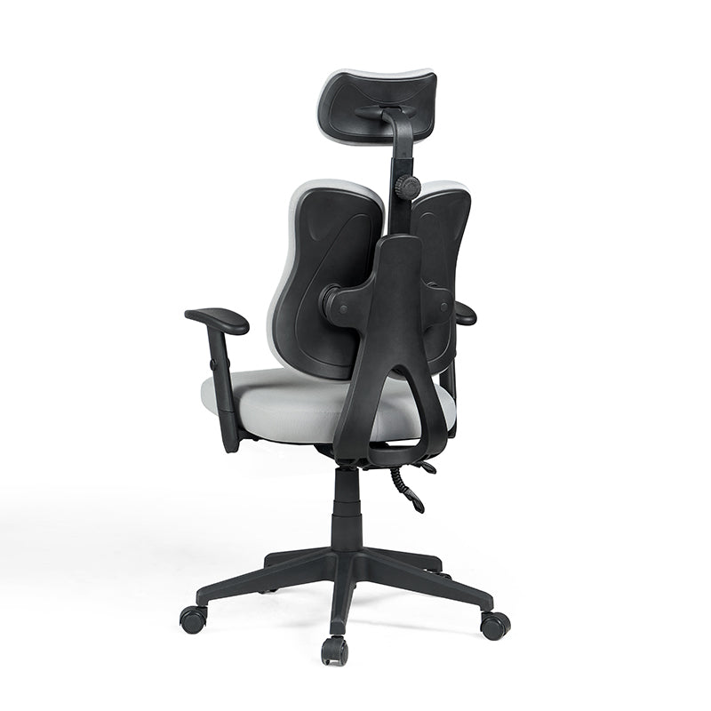 Myra Adjustable Height Office Chair with Headrest/Caster Wheels Grey & Black Color