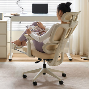 Myrna Adjustable Height Office Chair with Lumbar Support and Headrest/Caster Wheels