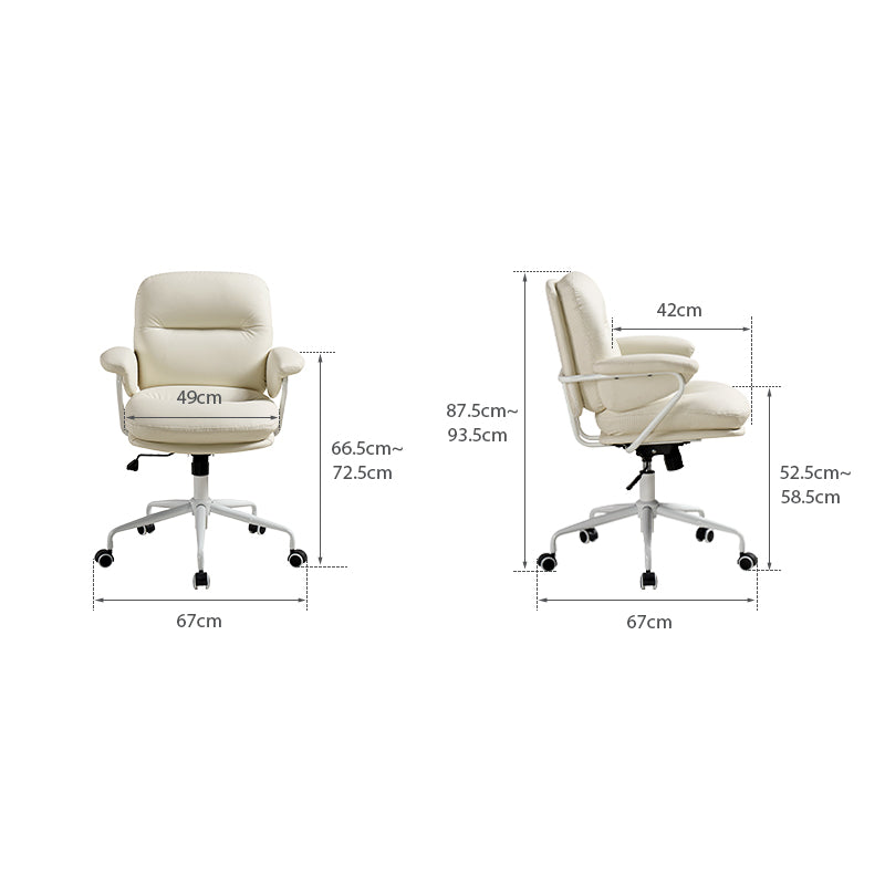 Nadine Height Adjustable Office Chair/Computer Chair with Armrests Scratch-Resistant Fabric White Color