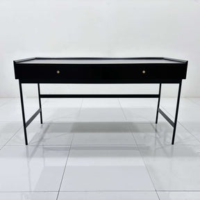 Oronde Dark Walnut Color Study Desk with Drawers/Home Office Computer Desk/Steel Leg