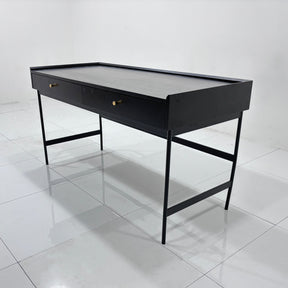 Oronde Dark Walnut Color Study Desk with Drawers/Home Office Computer Desk/Steel Leg