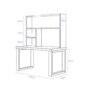 Maddie Solid Timber Study Desk with Bookshelf and Movable Side Cabinet