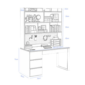 Putnam Solid Timber Study Desk with Bookshelf and Storage