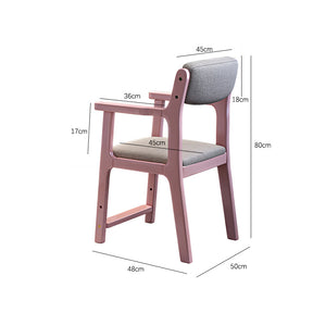 Sinoa Pink Solid Timber Study Chair /Rubberwood/Cotton and Linen