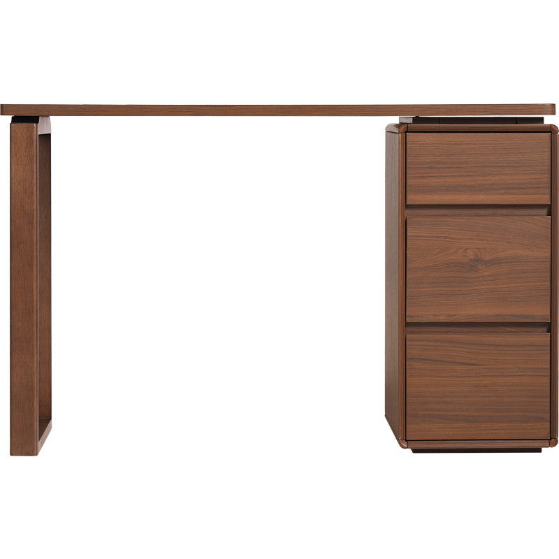Walnut Finish Solid Timber Study Desk with Reversable 3-Drawer Storage Cabinet