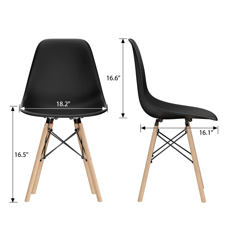 LETA Modern Dining Chair/Side Chair/One Piece/Black