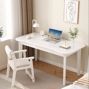 White Draylen Study Desk and Z Shape Chair  set