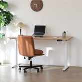 Electric Height-Adjustable Solid Timber Study Desk/Home Office Sit Stand Desk/Oak Color Top