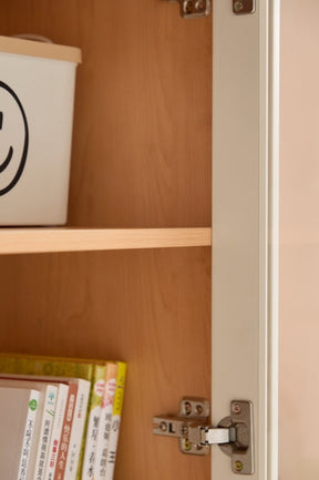 Kids' Bookcase with Doors and Shelves in Natural Wood Color/Kid' Cabinet/Solid Wood Leg