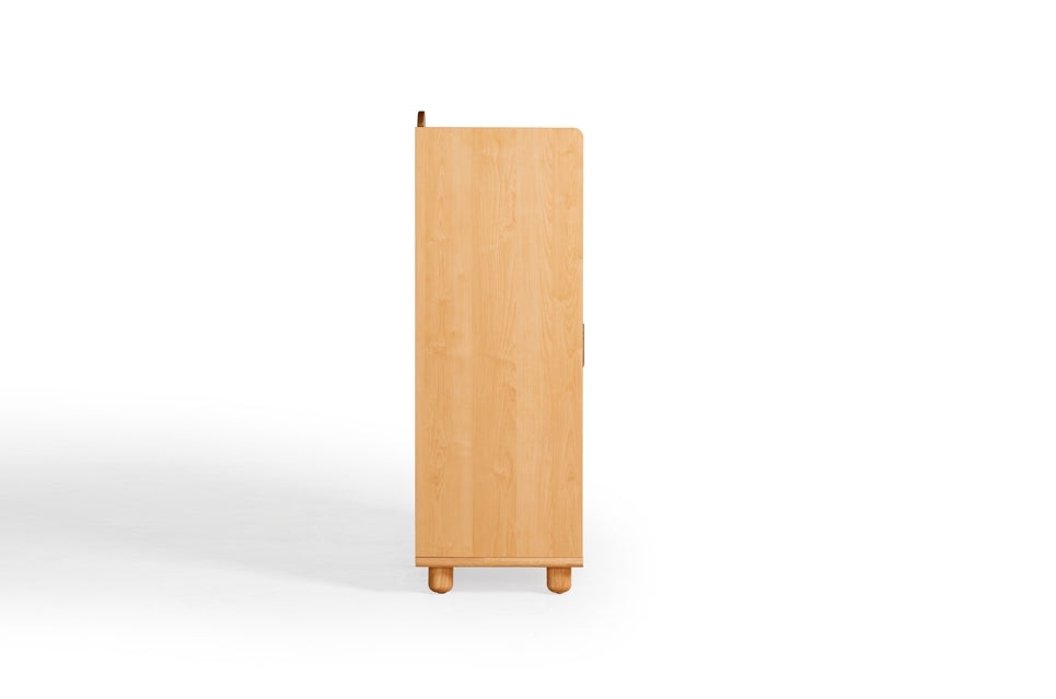 Kids' Bookcase with Doors and Shelves in Natural Wood Color/Kid' Cabinet/Solid Wood Leg