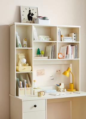 White Study Desk for Kids with Book Shelves and Storage Cabinet