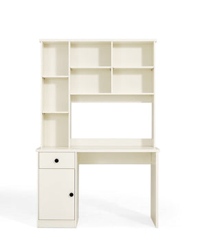 White Study Desk for Kids with Book Shelves and Storage Cabinet