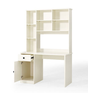 White Study Desk for Kids with Book Shelves and Storage Cabinet