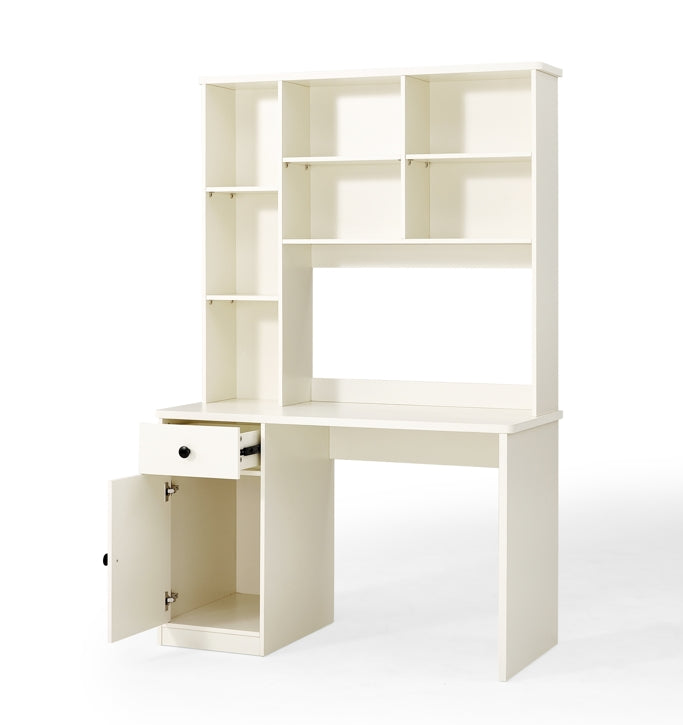 White Study Desk for Kids with Book Shelves and Storage Cabinet
