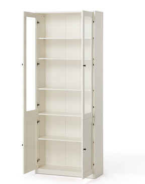 White Multi-Purpose Storage Bookcase with Transparent Doors/Showcase/Display Cabinet