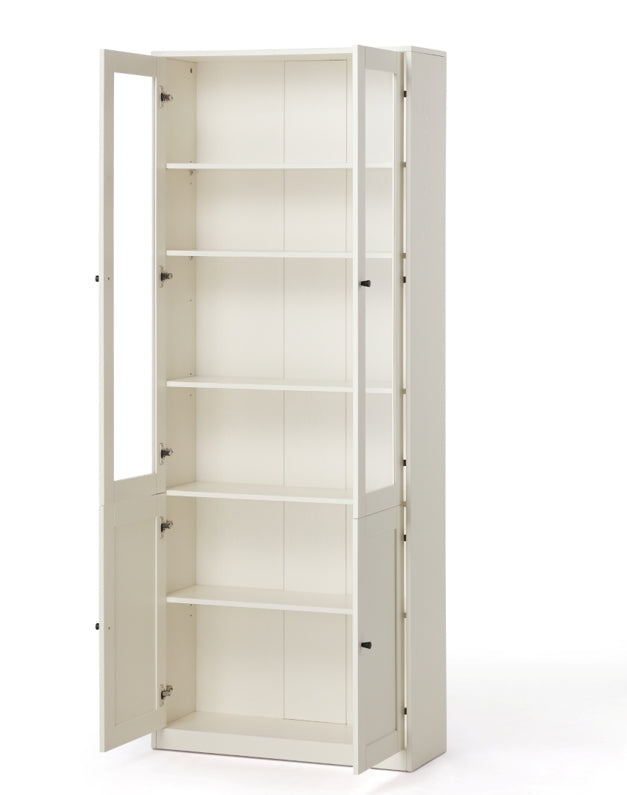 White Multi-Purpose Storage Bookcase with Transparent Doors/Showcase/Display Cabinet