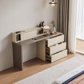 Italian-Style Dual-Tone Study Desk/Vanity Table/Dressers with Multifunctional Storage and 3 Drawers