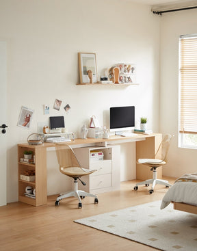 Extra Long Study Desk in Oak and White/Home Office Two-person Desks/Corner Desk