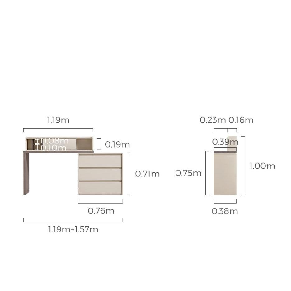 Italian-Style Dual-Tone Study Desk/Vanity Table/Dressers with Multifunctional Storage and 3 Drawers
