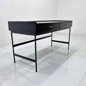 Oronde Dark Walnut Color Study Desk with Drawers/Home Office Computer Desk/Steel Leg