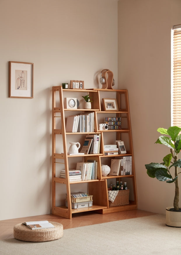 Tello Solid Timber Extendable Convertible Bookcase Adjustable Multi Function Storage/Corner Book Shelf