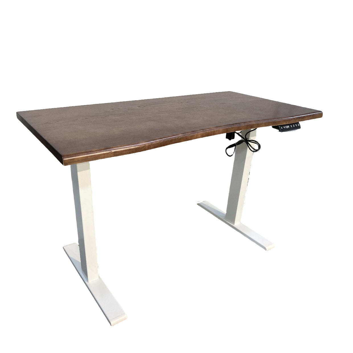 Electric Height-Adjustable Solid Timber Study Desk/Home Office Sit Stand Desk/Walnut Color Top