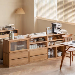 Madison FAS-Graded Solid American Oak Wood Floor-standing Modular Storage Cabinet Chest Set for Home