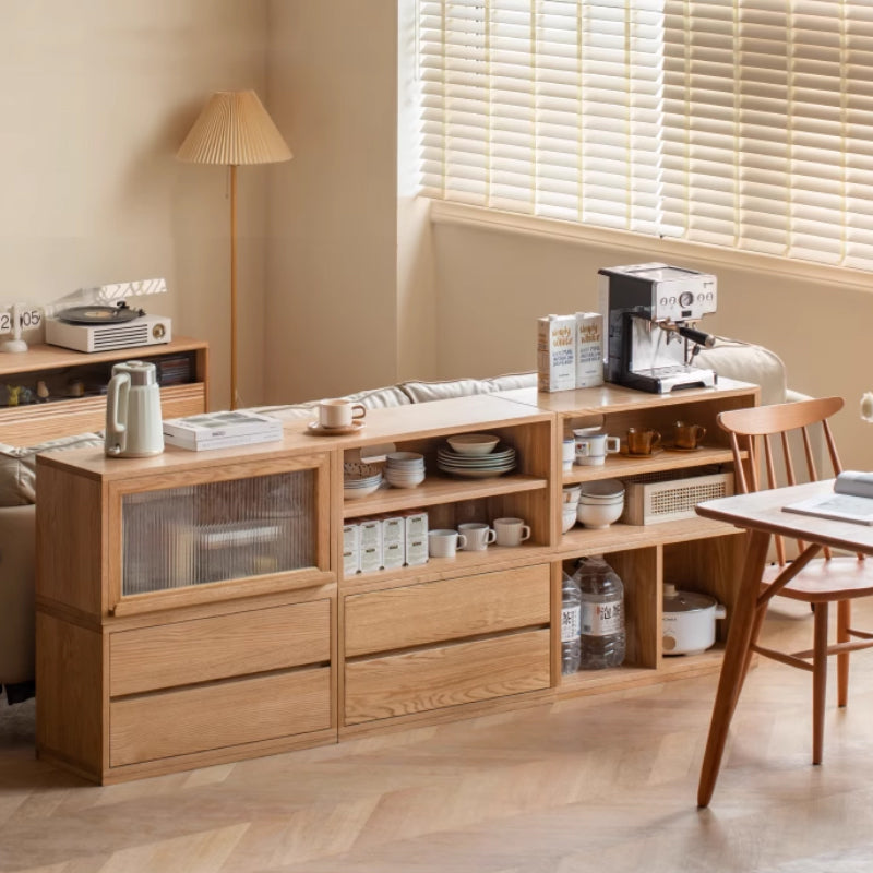 Madison FAS-Graded Solid American Oak Wood Floor-standing Modular Storage Cabinet Chest Set for Home