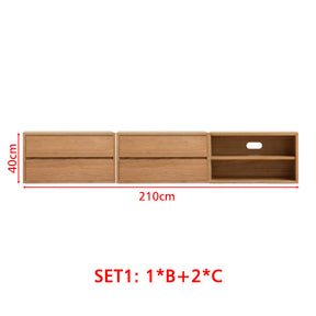 Madison FAS-Graded Solid American Oak Wood Floor-standing Modular Storage Cabinet Chest Set for Home
