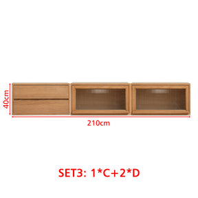 Madison FAS-Graded Solid American Oak Wood Floor-standing Modular Storage Cabinet Chest Set for Home