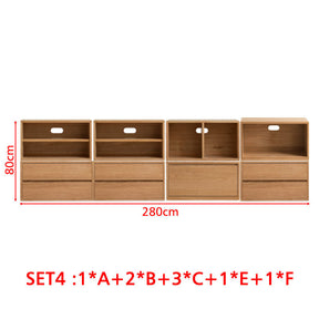 Madison FAS-Graded Solid American Oak Wood Floor-standing Modular Storage Cabinet Chest Set for Home