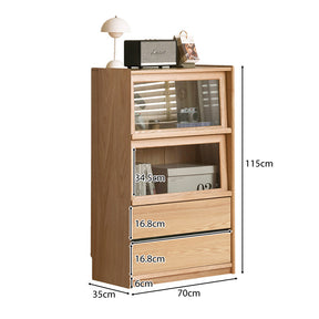 Frederick FAS-Graded Solid Fraxinus Mandshurica Wood Flip-door Bookcase Display Shelf/Storage Cabinet