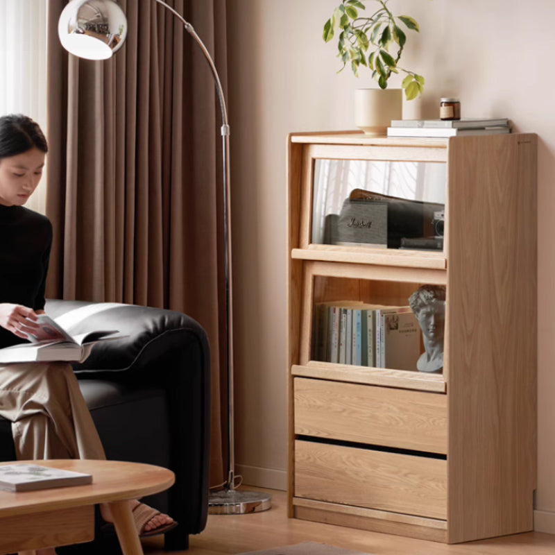 Frederick FAS-Graded Solid Fraxinus Mandshurica Wood Flip-door Bookcase Display Shelf/Storage Cabinet