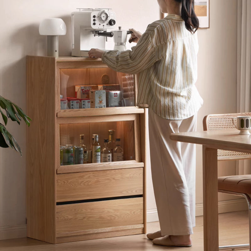 Frederick FAS-Graded Solid Fraxinus Mandshurica Wood Flip-door Bookcase Display Shelf/Storage Cabinet