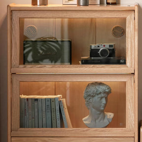 Frederick FAS-Graded Solid Fraxinus Mandshurica Wood Flip-door Bookcase Display Shelf/Storage Cabinet