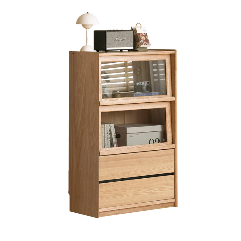 Frederick FAS-Graded Solid Fraxinus Mandshurica Wood Flip-door Bookcase Display Shelf/Storage Cabinet