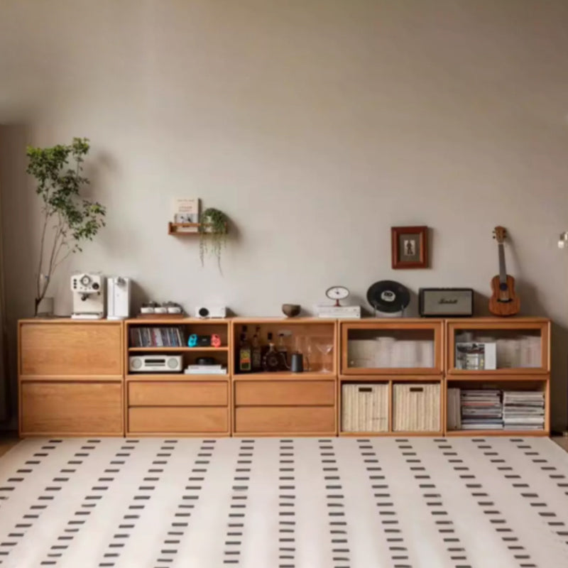 Theodora FAS-Graded Solid Cherry Wood Floor-standing Modular Storage Cabinet Chest Set for Home Natural Wood Color